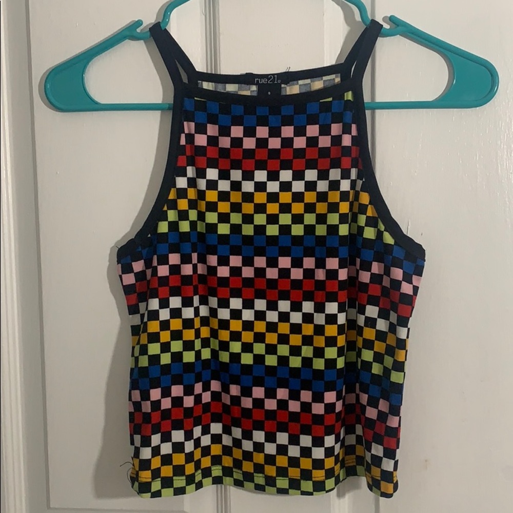 Checkered print colorful crop top
